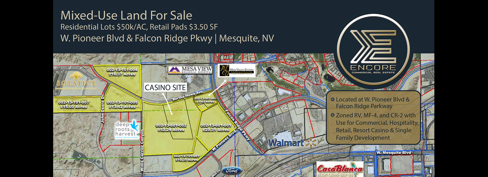 <small>MIXED USE LAND FOR SALE</small>W. PIONEER BLVD. & FALCON RIDGE MESQUITE NV.
