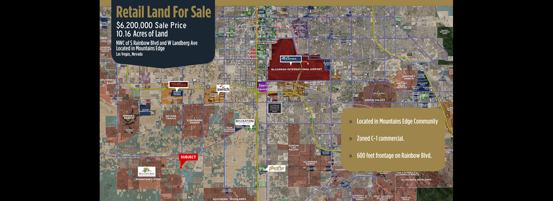 <small>RETAIL LAND FOR SALE 10.16 ACRES OF LAND</small>S. RAINBOW BLVD W. LANDBERG AVE.